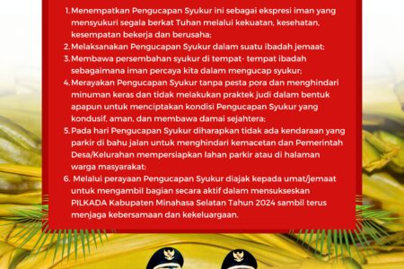 Terkait Pengucapan Syukur Esok, Ini Himbauan Pemkab Minsel